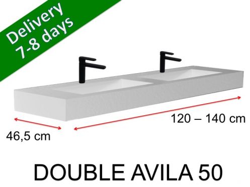 Vanity top, suspended or countertop, in mineral resin - DOUBLE AVILA 50