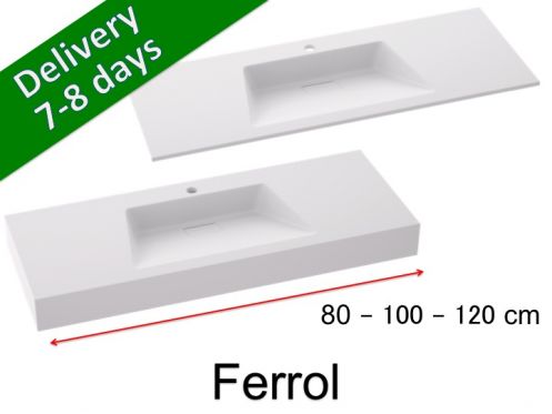 Vanity top, wall-mounted or built-in, in mineral resin - FERROL