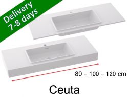 Vanity top, wall-mounted or built-in, in mineral resin - CEUTA