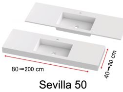 Vanity top, wall-mounted or built-in, in mineral resin - SEVILLA 50