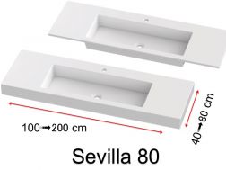 Vanity top, wall-mounted or built-in, in mineral resin - SEVILLA 80