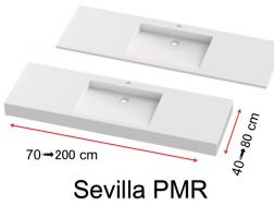 Vanity top, wall-mounted or built-in, in mineral resin - SEVILLA PMR