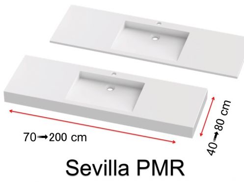 Vanity top, wall-mounted or built-in, in mineral resin - SEVILLA PMR