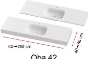 Vanity top, wall-mounted or built-in, in mineral resin - OBA 42