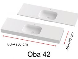 Vanity top, wall-mounted or built-in, in mineral resin - OBA 42