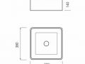 Washbasin 38x38 cm, white ceramic - COUNTER TOP 1701