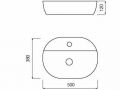 Washbasin 500x380 mm, white ceramic - COUNTER TOP 1007