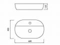 Washbasin 600x400 mm, white ceramic - COUNTER TOP 1009