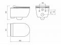 Matt black - SHORT toilet bowl, wall-hung, for WC