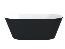 Freestanding bathtub, 1700 x 800 x 640 mm, in Solid Surface mineral resin, in matt color - HYDRA black