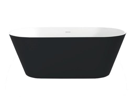 Freestanding bathtub, 1700 x 800 x 640 mm, in Solid Surface mineral resin, in matt color - HYDRA black