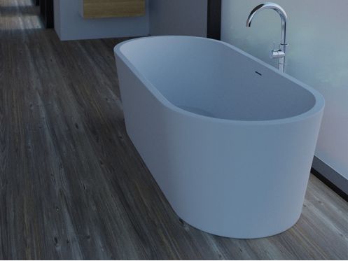 Freestanding bathtub, 1660 x 810 x 580 mm, in Solid Surface mineral resin, in matt color - ELLE