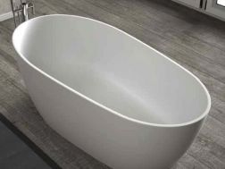 Freestanding bathtub, 1550 x 850  x 580 mm, in Solid Surface mineral resin, in matt color - ASY