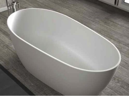 Freestanding bathtub, 1800 x 850  x 580 mm, in Solid Surface mineral resin, in matt color - ASY
