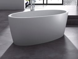 Freestanding bathtub, 1400 x 880 x 550 mm, in Solid Surface mineral resin, in matt color - ELY