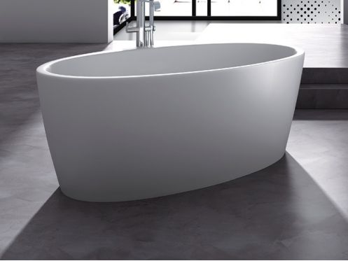 Freestanding bathtub, 1400 x 880 x 550 mm, in Solid Surface mineral resin, in matt color - ELY