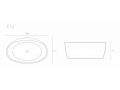 Freestanding bathtub, 1400 x 880 x 550 mm, in Solid Surface mineral resin, in matt color - ELY