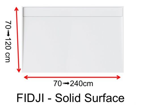 Shower tray, lateral drain, in Solid-Surface mineral resin - FIDJI