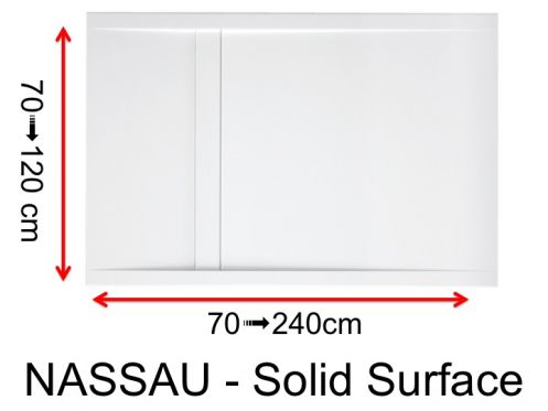 Shower tray, drain, in Solid-Surface mineral resin - NASSAU