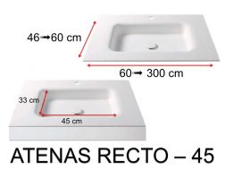 Thermoformed washbasin, suspended or built-in, in Solid-Surface - ATENAS RECTO 45