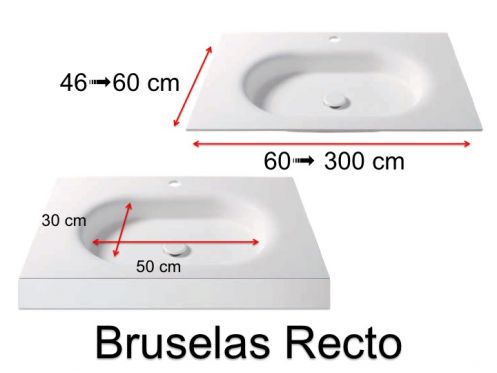 Thermoformed washbasin, suspended or built-in, in Solid-Surface - BRUSELAS RECTO