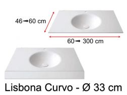 Thermoformed washbasin, suspended or built-in, in Solid-Surface - LISBONA CURVO 33