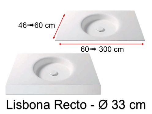 Thermoformed washbasin, suspended or built-in, in Solid-Surface - LISBONA RECTO 33