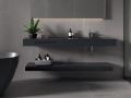 Washstand, 50 x 120 cm, suspended or recessed, in mineral resin - AQUARIS