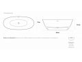 Freestanding bathtub, 1600 x 750 x 575 mm, in Solid Surface mineral resin, in matt color - COVADONGA