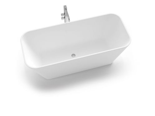 Freestanding bathtub, 1650 x 700 x 580 mm, in Solid Surface mineral resin, in matt color - HURON