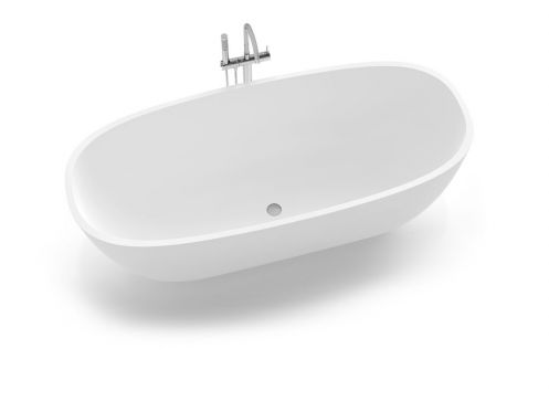 Freestanding bathtub, 1600 x 720 x 560 mm, in Solid Surface mineral resin, in matt color - NESS