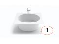 Bathtub,  1418 mm, in Solid-Surface mineral resin, made to measure - MIDOL