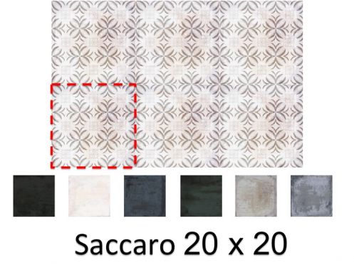 Saccaro 20 x 20 cm - Floor and wall tiles, matte aged finish