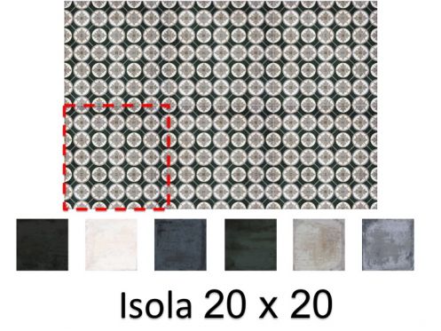Isola 20 x 20 cm - Floor and wall tiles, matte aged finish
