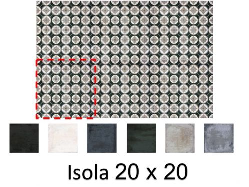 Isola 20 x 20 cm - Floor and wall tiles, matte aged finish