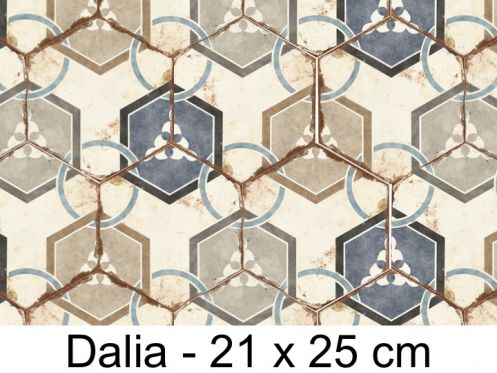 Bohemia Dalia - 21 x 25 cm - Floor and wall tiles, hexagonal matte aged finish