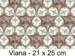 Bohemia Viana - 21 x 25 cm - Floor and wall tiles, hexagonal matte aged finish