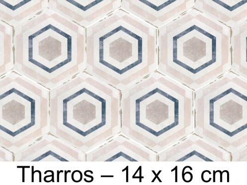 Capri Tharros - 14 x 16 cm - Floor and wall tiles, hexagonal matte aged finish