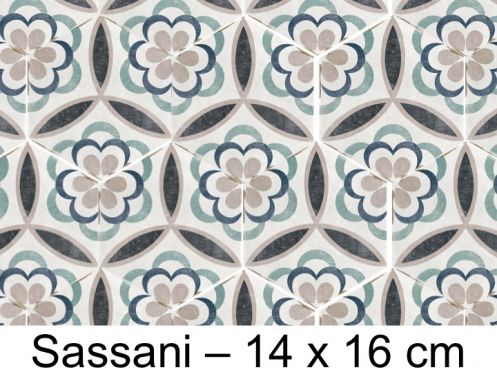 Capri Sassani - 14 x 16 cm - Floor and wall tiles, hexagonal matte aged finish