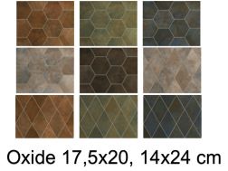OXIDE 17,5x20, 14x24 cm - Floor tiles, hexagonal, terracotta finish.