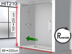 Sliding shower door, one fixed glass with movable door - HIT210