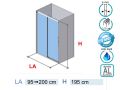 Sliding shower door, 100 x 195 cm, fixed glass with sliding door - SPEED 210