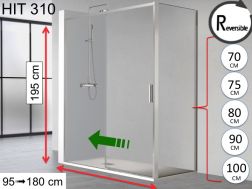 Sliding shower door, with fixed return - HIT 310