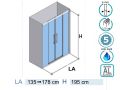 Shower door, two central sliding doors - HIT 225