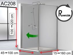 Corner shower screen, one swing door and one fixed - AC 208