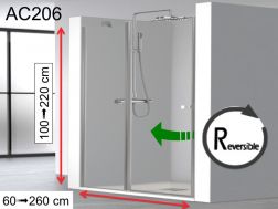 Hinged shower door, with fixed glass extension - AC 206