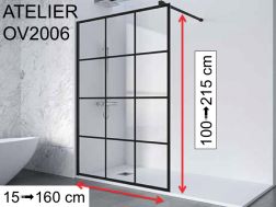 Fixed shower screen, industrial style Art Deco - ATELIER