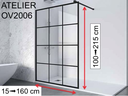 Fixed shower screen, industrial style Art Deco - ATELIER