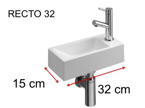 Washbasin, 15 x 32 cm, tap on the right - RECTO 32 A