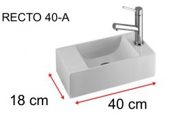 Washbasin, 18x40 cm, tap on the right - RECTO 40 A